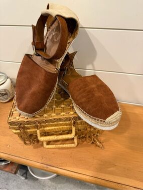 Brown Suede Espadrille Sandals made by See by Chloe $95